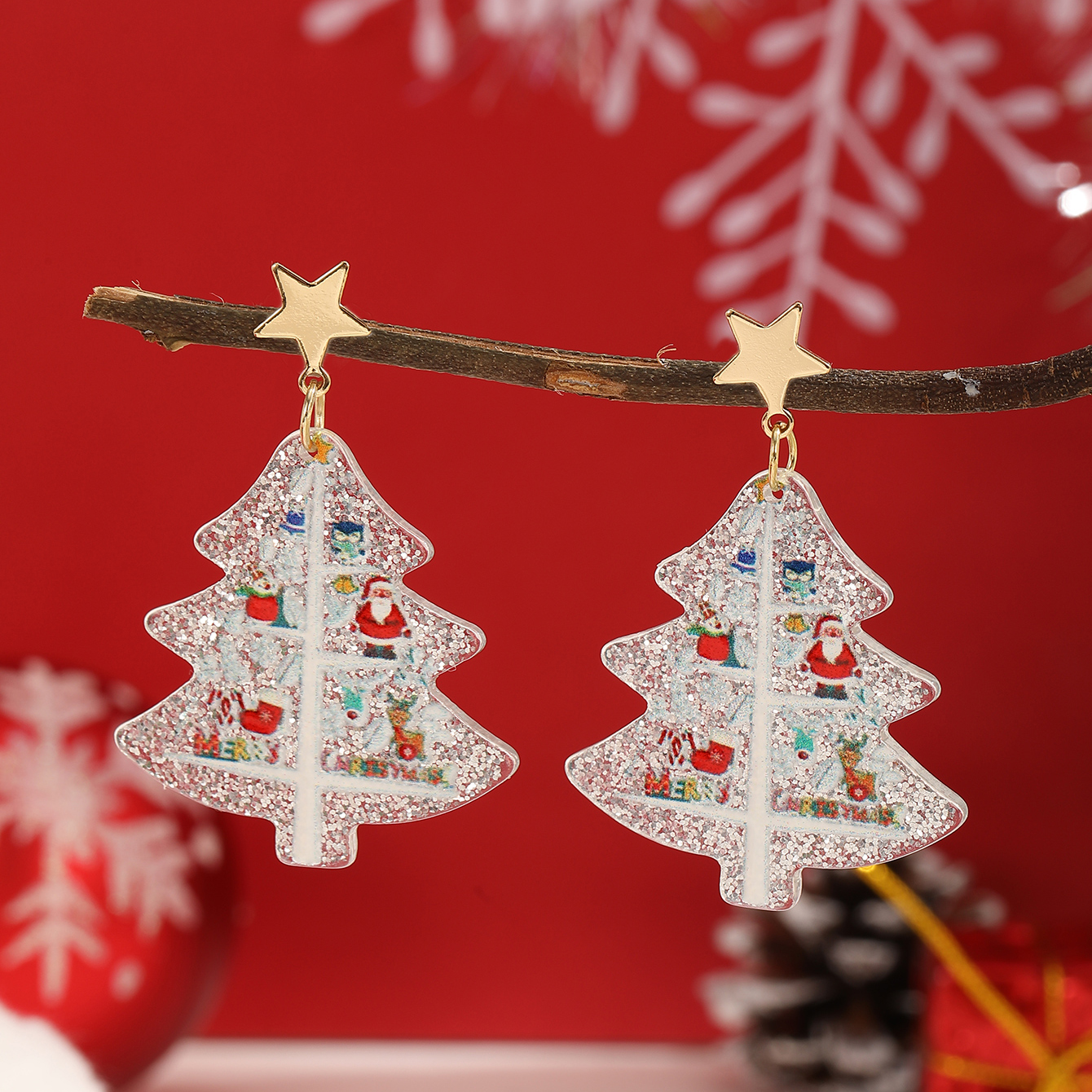 1 Pair Cute Christmas Tree Arylic Drop Earrings display picture 3