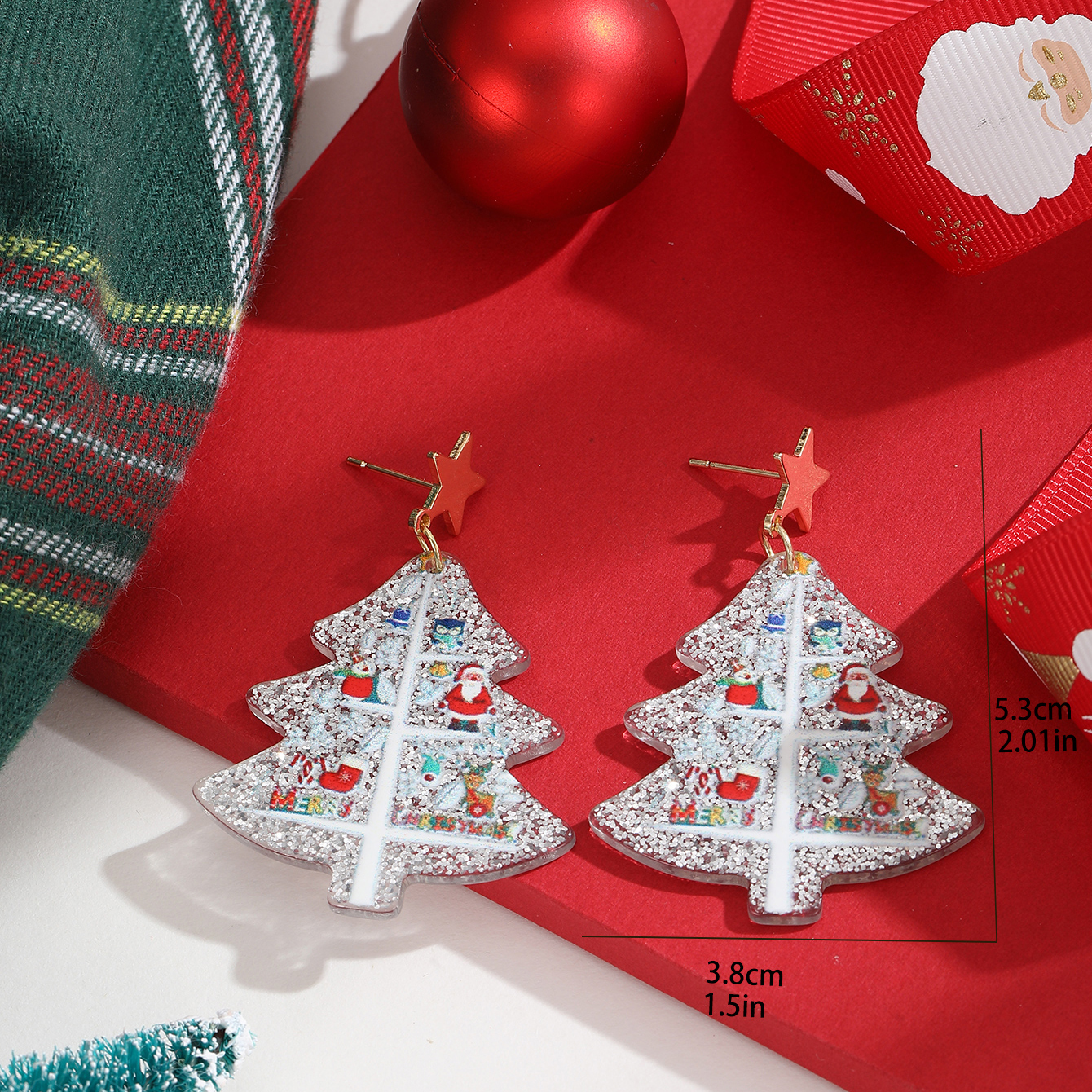 1 Pair Cute Christmas Tree Arylic Drop Earrings display picture 5