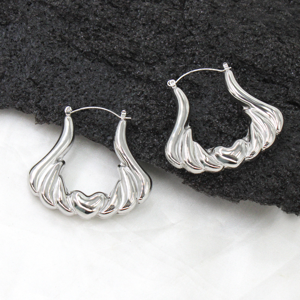 1 Pair Vintage Style Geometric Solid Color Irregular Plating Stainless Steel Hoop Earrings display picture 1