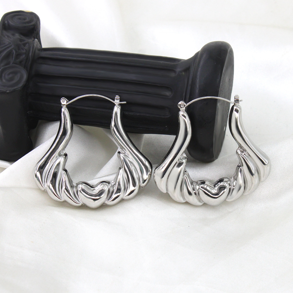 1 Pair Vintage Style Geometric Solid Color Irregular Plating Stainless Steel Hoop Earrings display picture 2