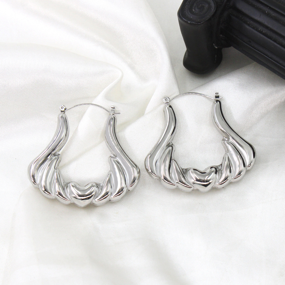 1 Pair Vintage Style Geometric Solid Color Irregular Plating Stainless Steel Hoop Earrings display picture 4