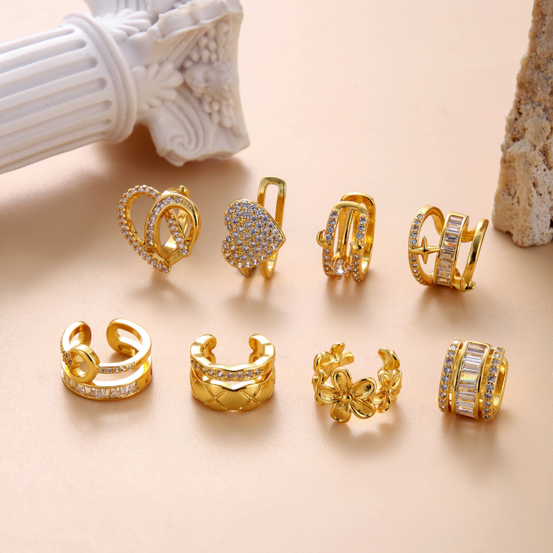 1 Piece Ear Cartilage Rings & Studs Cute Cool Style Geometric Heart Shape Copper Plating Inlay Zircon display picture 1