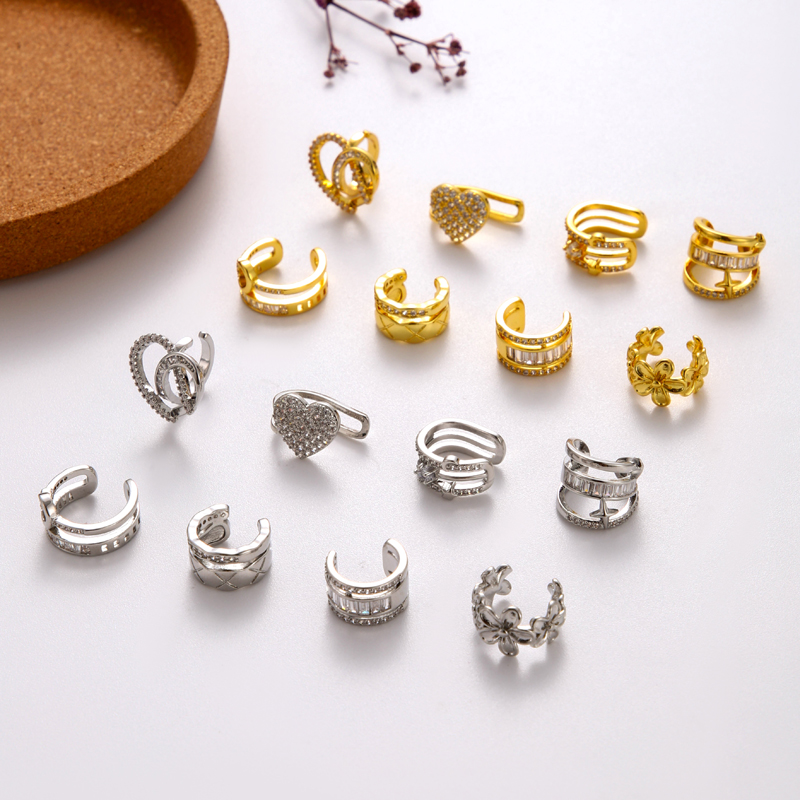 1 Piece Ear Cartilage Rings & Studs Cute Cool Style Geometric Heart Shape Copper Plating Inlay Zircon display picture 3