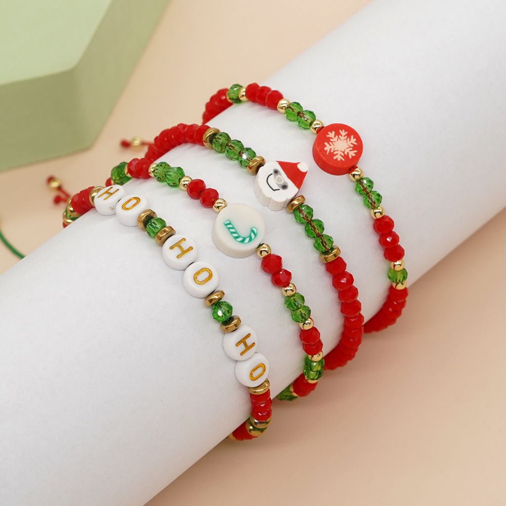 Cute Christmas Tree Snowman Artificial Crystal Christmas Women's Bracelets display picture 1
