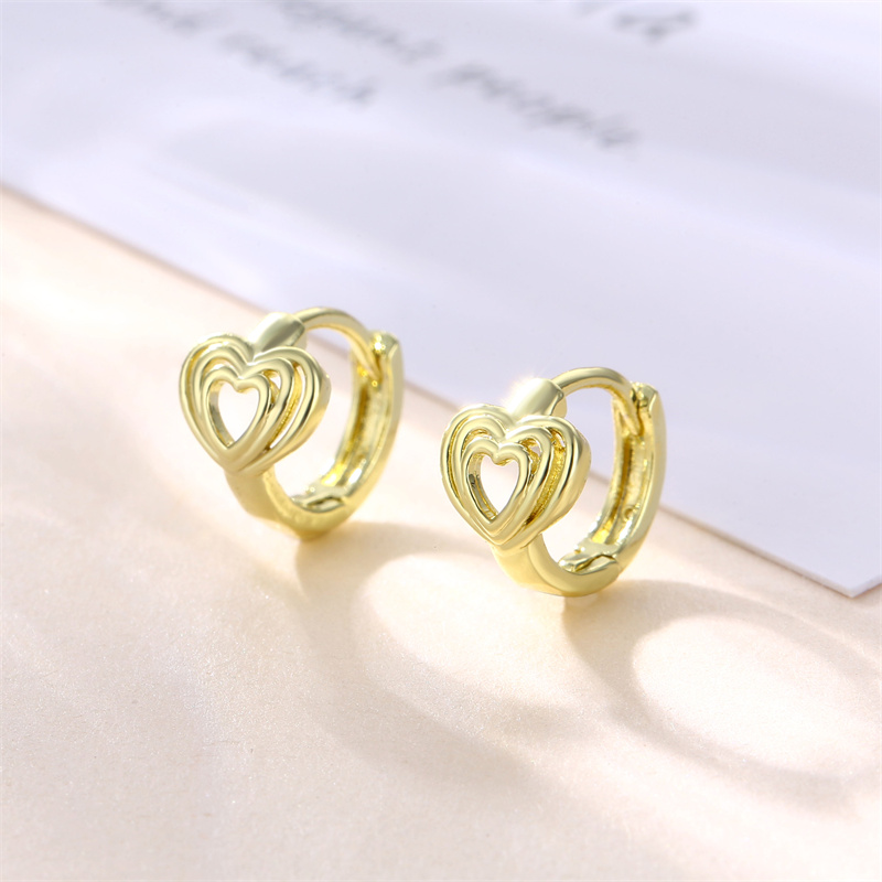 1 Pair Basic Retro Heart Shape Bow Knot Plating Copper Alloy Brass 14K Gold Plated Ear Studs display picture 9