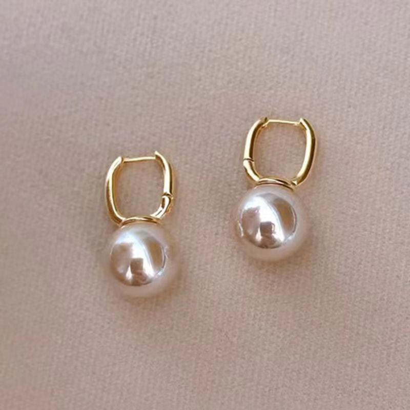 1 Pair Lady Printing Plating Imitation Pearl Drop Earrings display picture 2