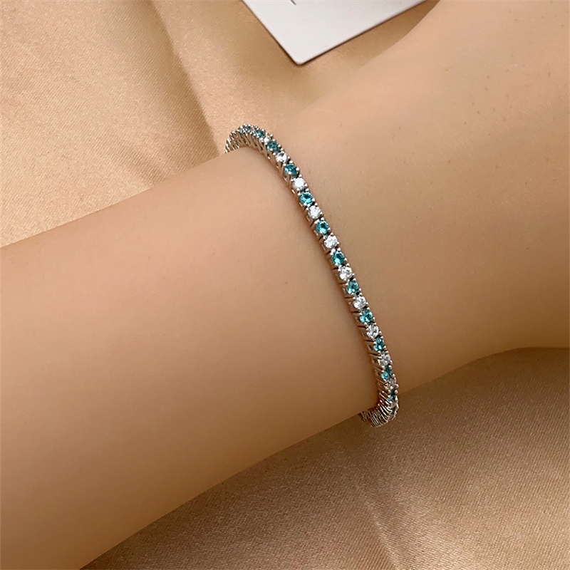 Hip-hop Vintage Style Simple Style Solid Color Copper Plating Inlay Gem Silver Plated Bracelets display picture 11