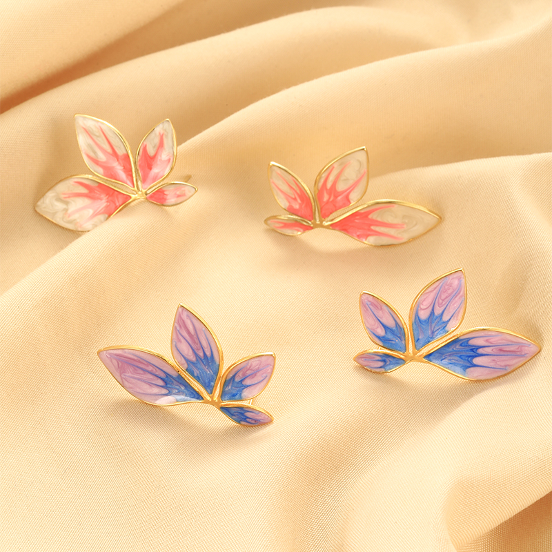 1 Pair Vintage Style Leaves Plating 304 Stainless Steel Ear Studs display picture 3