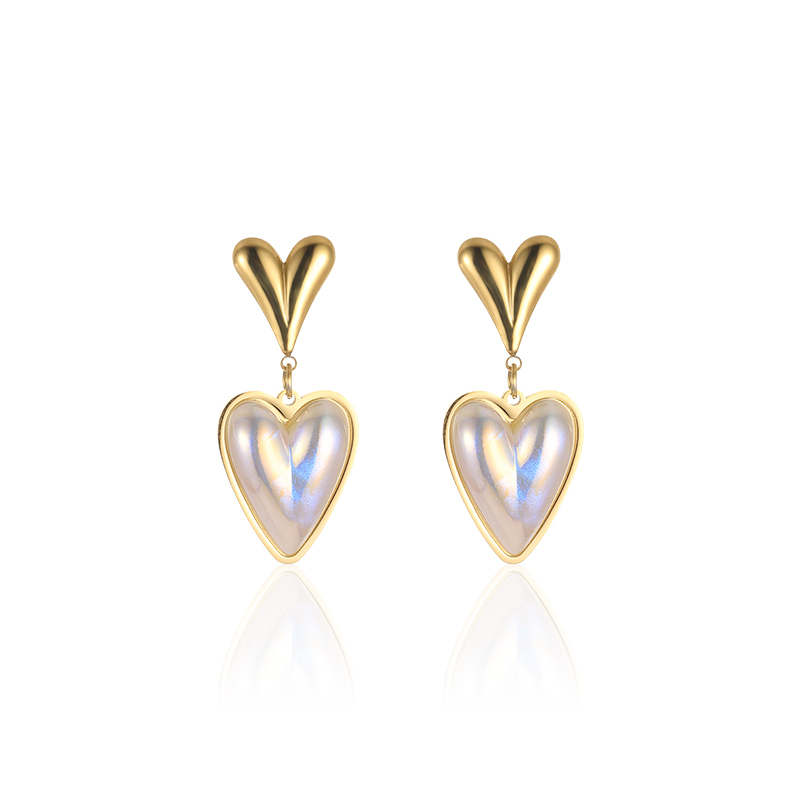 1 Pair Vintage Style Heart Shape Plating 304 Stainless Steel Drop Earrings display picture 12