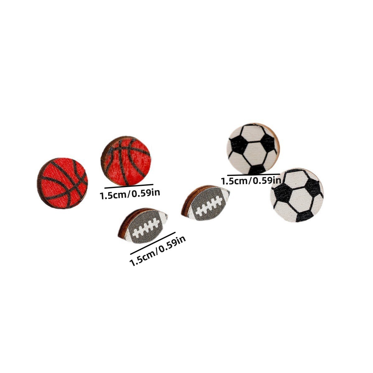 Wholesale Jewelry Simple Style Basketball Football Wood Printing display picture 1