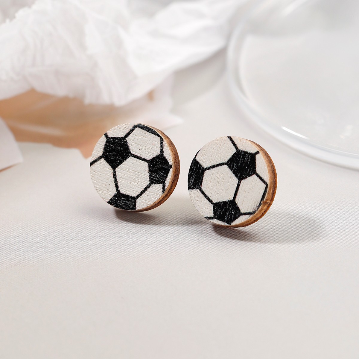Wholesale Jewelry Simple Style Basketball Football Wood Printing display picture 7