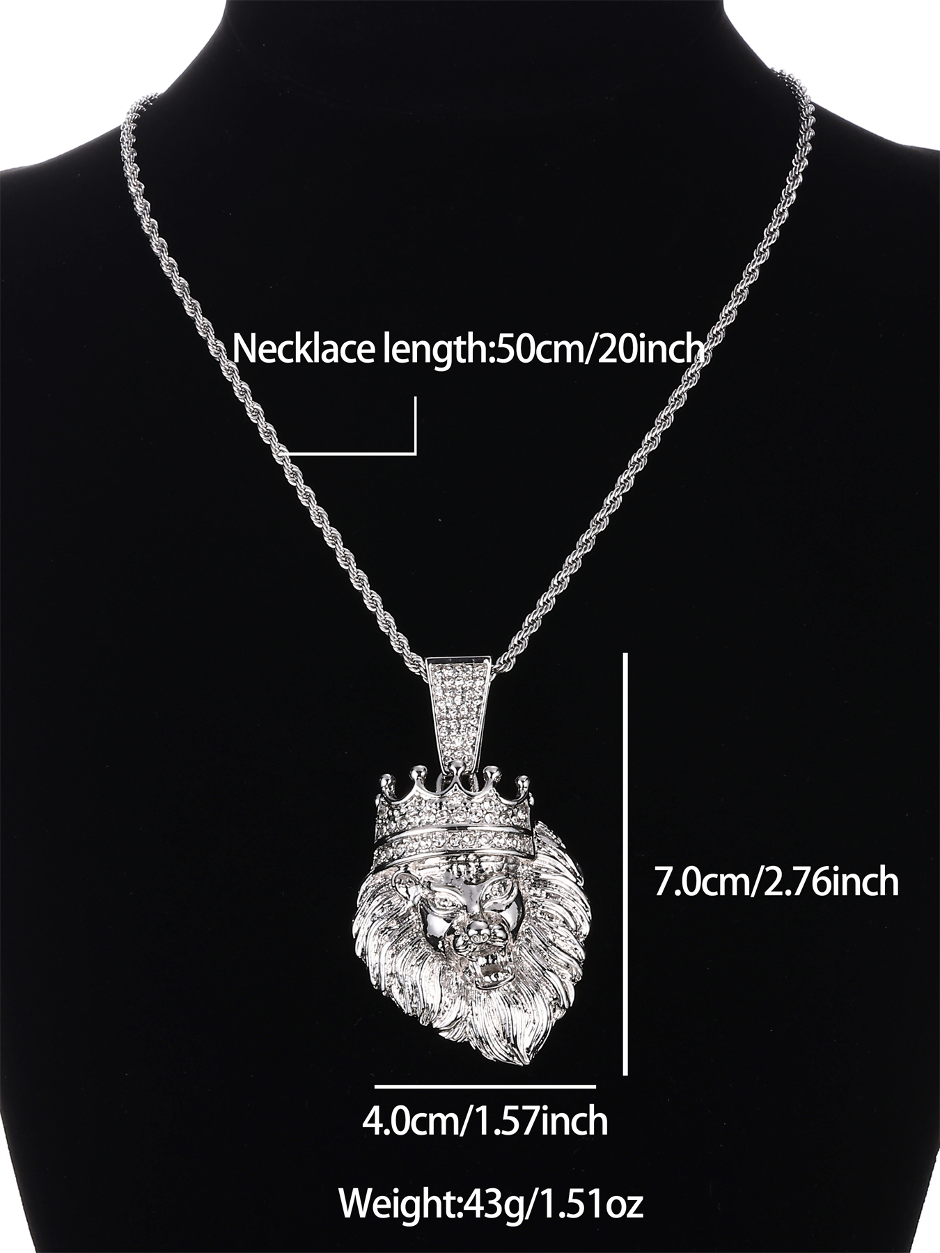 Hip-hop Punk Lion Zinc Alloy Plating Inlay Rhinestones 18k Gold Plated Men's Necklace display picture 1