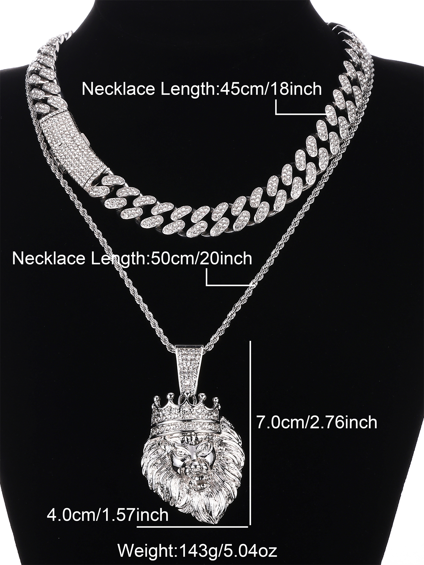 Hip-hop Punk Lion Zinc Alloy Plating Inlay Rhinestones 18k Gold Plated Men's Necklace display picture 3