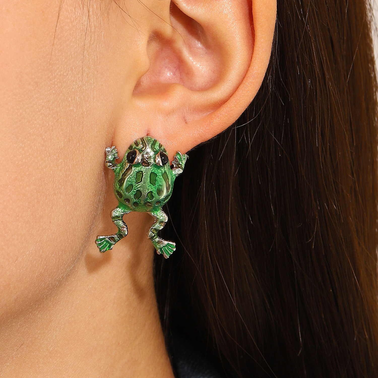 1 Pair Hip-hop Funny Frog Alloy Ear Studs display picture 1
