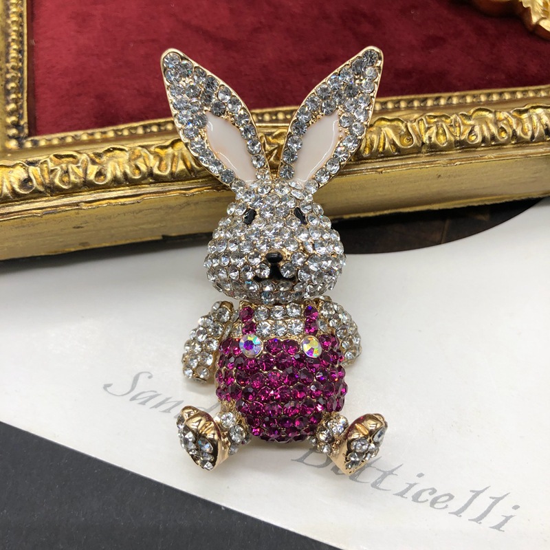Elegant Cute Rabbit Alloy Inlay Zircon Women's Brooches display picture 4