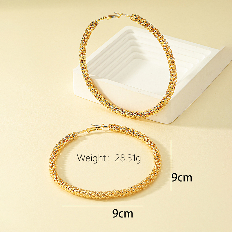 1 Pair Elegant Lady Round Plating Alloy Ferroalloy 14k Gold Plated Hoop Earrings display picture 5