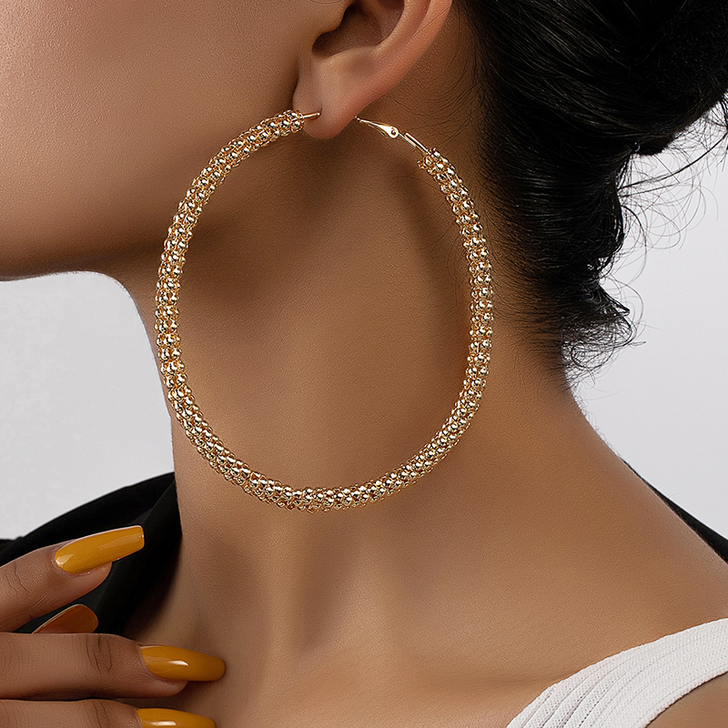 1 Pair Elegant Lady Round Plating Alloy Ferroalloy 14k Gold Plated Hoop Earrings display picture 2