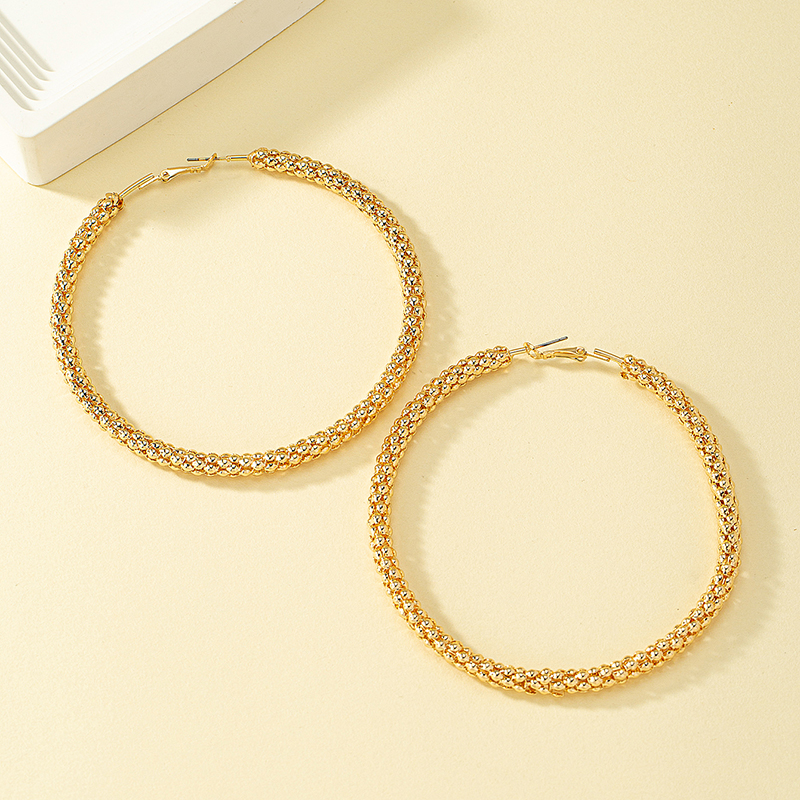 1 Pair Elegant Lady Round Plating Alloy Ferroalloy 14k Gold Plated Hoop Earrings display picture 4