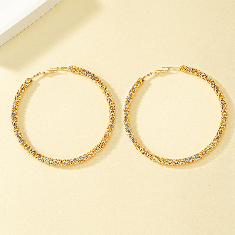 1 Pair Elegant Lady Round Plating Alloy Ferroalloy 14k Gold Plated Hoop Earrings display picture 3