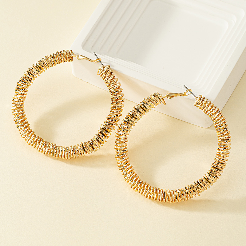 1 Pair Retro Lady Circle Plating Alloy Ferroalloy 14k Gold Plated Hoop Earrings display picture 1