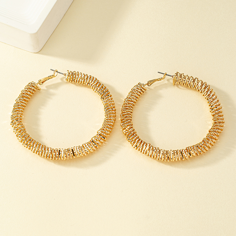 1 Pair Retro Lady Circle Plating Alloy Ferroalloy 14k Gold Plated Hoop Earrings display picture 3