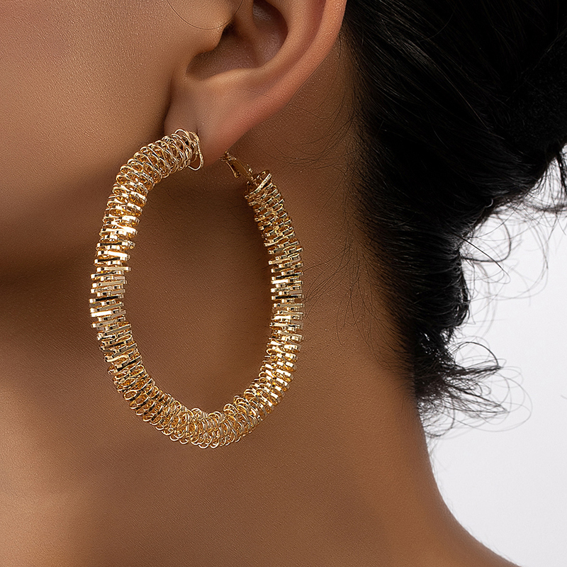 1 Pair Retro Lady Circle Plating Alloy Ferroalloy 14k Gold Plated Hoop Earrings display picture 2