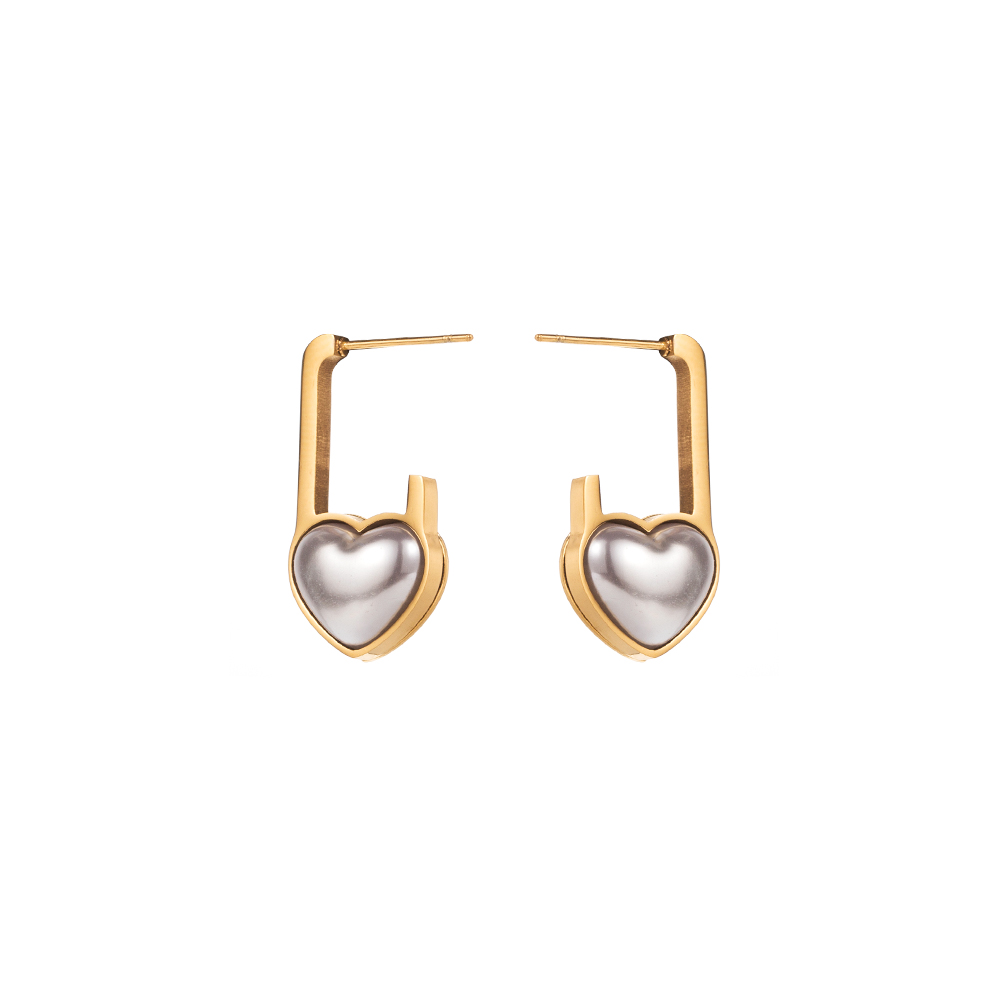 1 Pair Elegant Streetwear Heart Shape Eye Inlay 316 Stainless Steel  Resin Turquoise Rhinestones Pearl 14K Gold Plated Drop Earrings display picture 9
