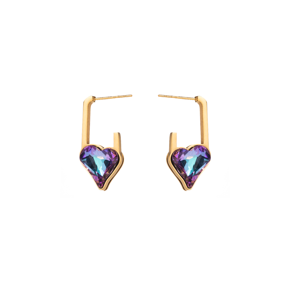 1 Pair Elegant Streetwear Heart Shape Eye Inlay 316 Stainless Steel  Resin Turquoise Rhinestones Pearl 14K Gold Plated Drop Earrings display picture 10