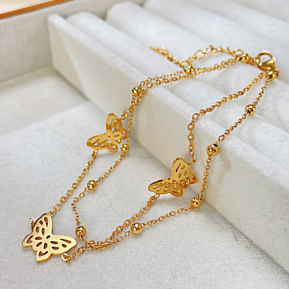 Elegant Simple Style Butterfly Stainless Steel No Inlay Women's Anklet display picture 5