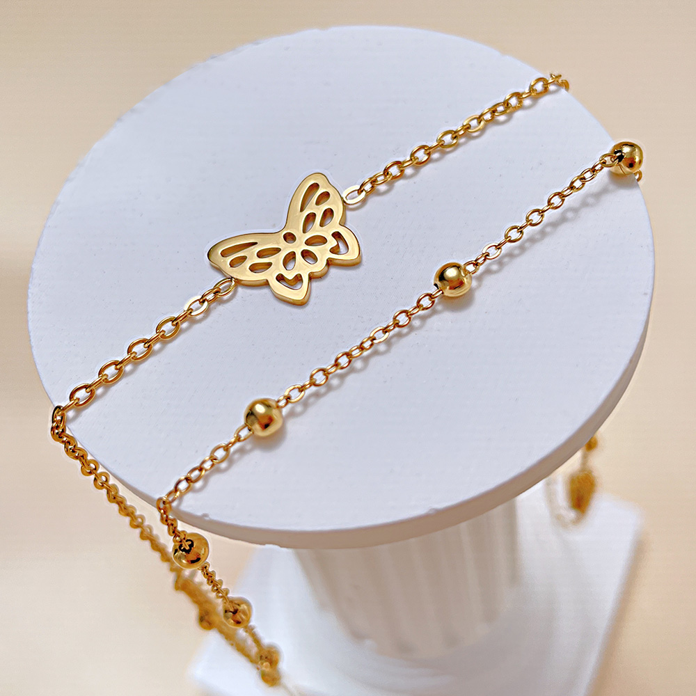Elegant Simple Style Butterfly Stainless Steel No Inlay Women's Anklet display picture 3