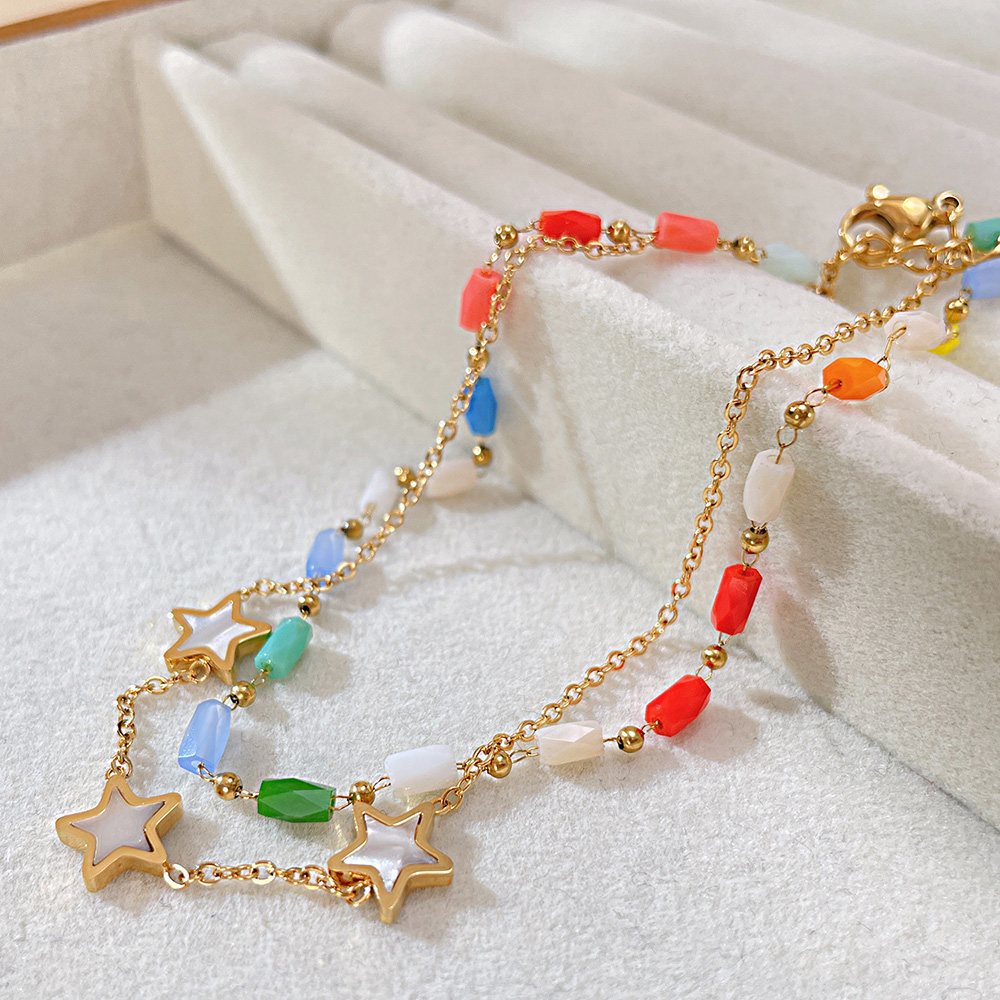 Style Simple Star Acier Inoxydable Acrylique Coquille Femmes Bracelet De Cheville display picture 5