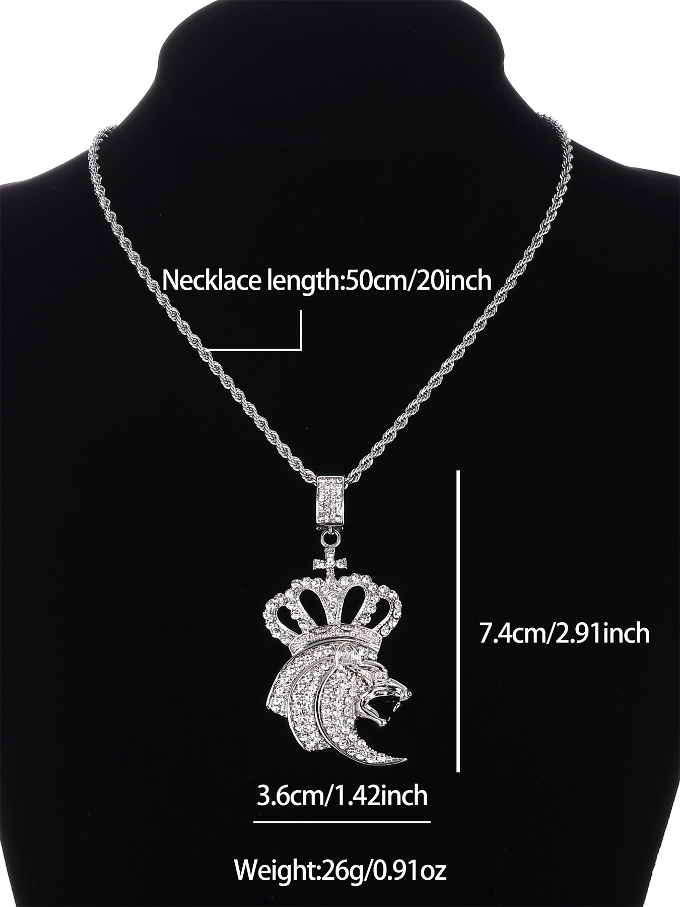 Gothic Hip-hop Punk Lion Crown Zinc Alloy Plating Inlay Rhinestones 18k Gold Plated Men's Necklace display picture 3