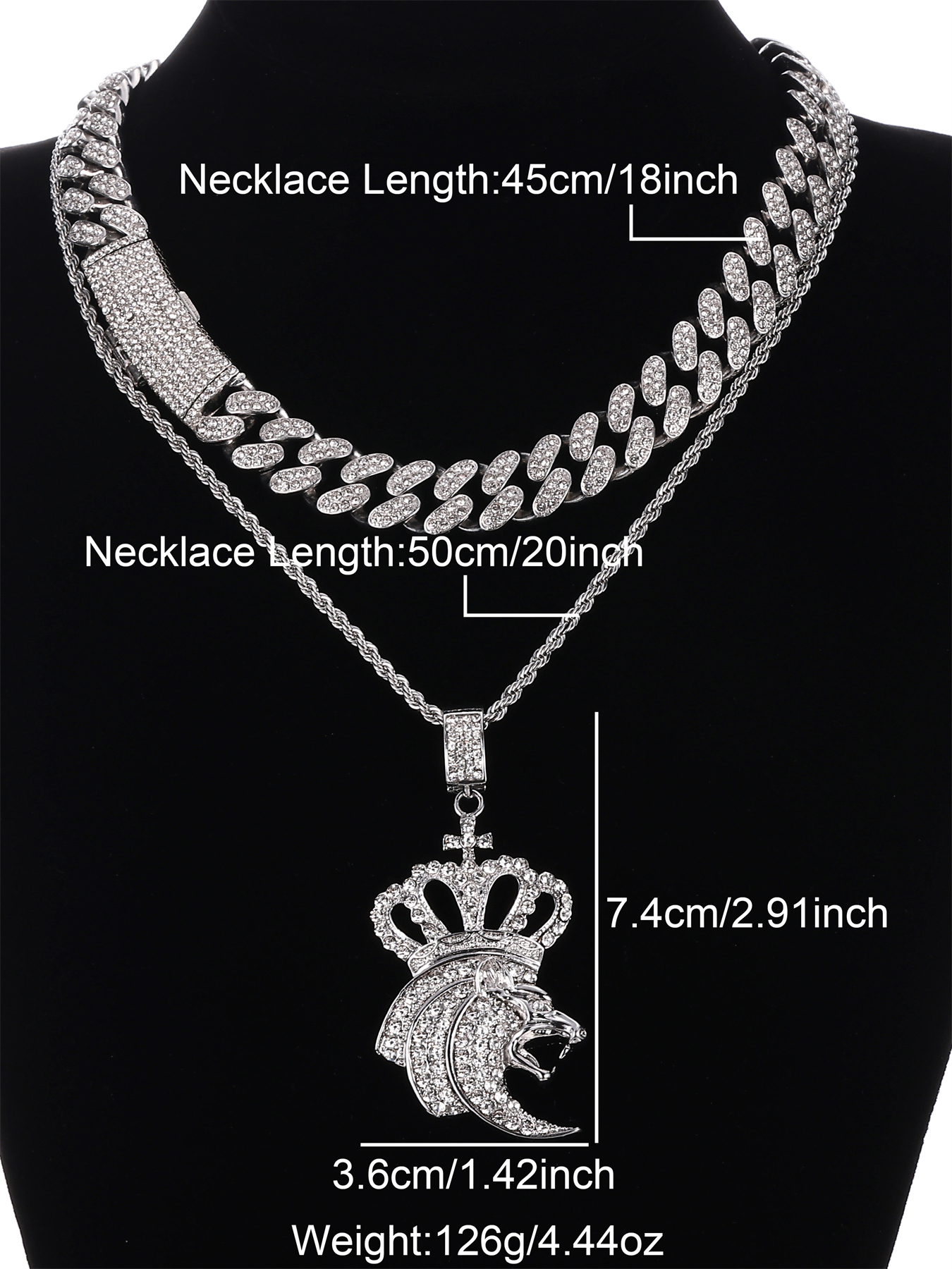 Gothic Hip-hop Punk Lion Crown Zinc Alloy Plating Inlay Rhinestones 18k Gold Plated Men's Necklace display picture 2