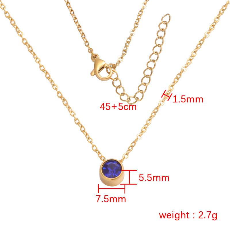 Stainless Steel 18K Gold Plated Rose Gold Plated IG Style Plating Inlay Round Birthstone Pendant Necklace display picture 16