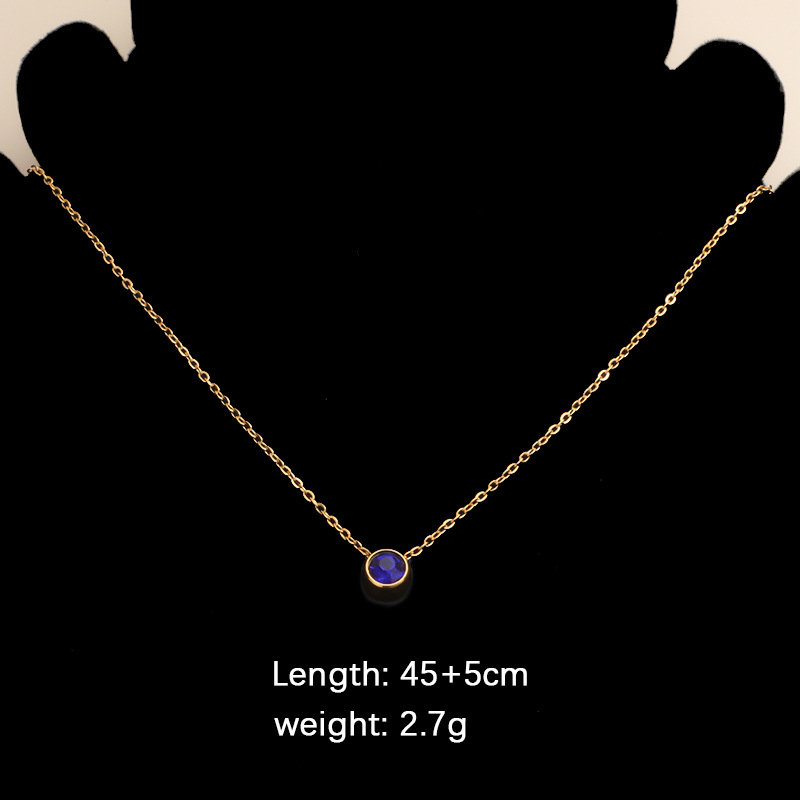Stainless Steel 18K Gold Plated Rose Gold Plated IG Style Plating Inlay Round Birthstone Pendant Necklace display picture 15