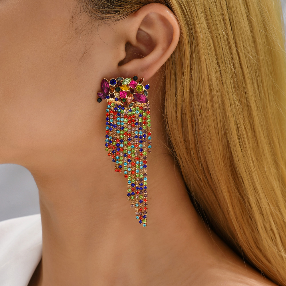 1 Pair Classic Style Shiny Color Block Inlay Zinc Alloy Rhinestones Dangling Earrings display picture 9