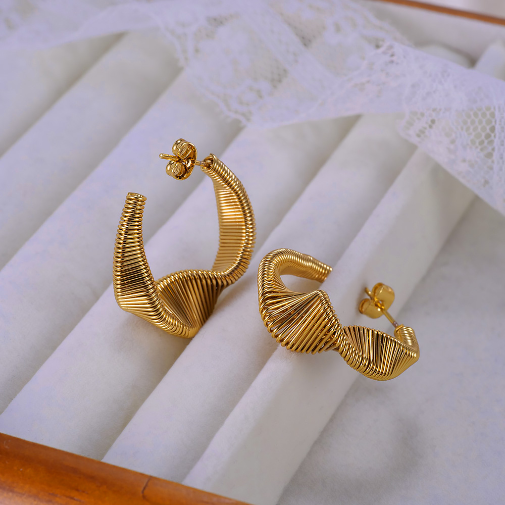 1 Piece Vintage Style Simple Style Irregular Irregular Stainless Steel No Inlay Earrings display picture 3