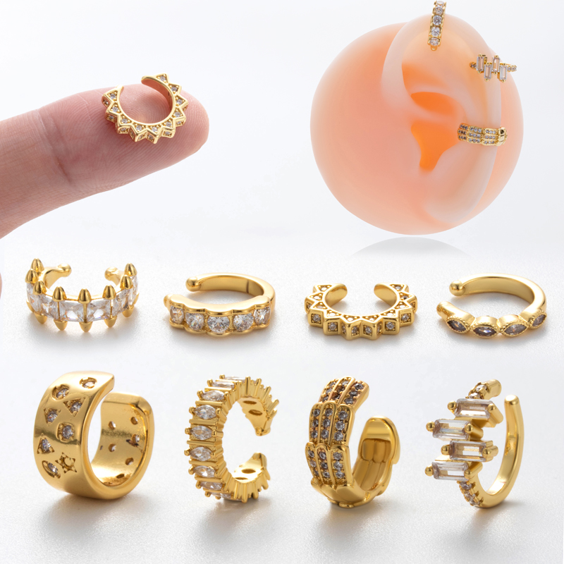 1 Piece Ear Cartilage Rings & Studs Cool Style Shiny Geometric Copper Plating Inlay Zircon display picture 1