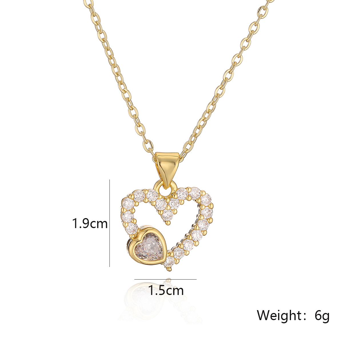 Simple Style Commute Heart Shape Copper Plating Inlay Zircon 18k Gold Plated Pendant Necklace display picture 1