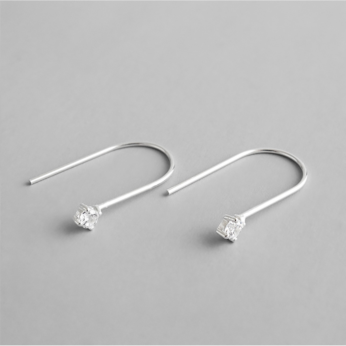 1 Pair Elegant Simple Style Solid Color Plating Sterling Silver Ear Hook display picture 2