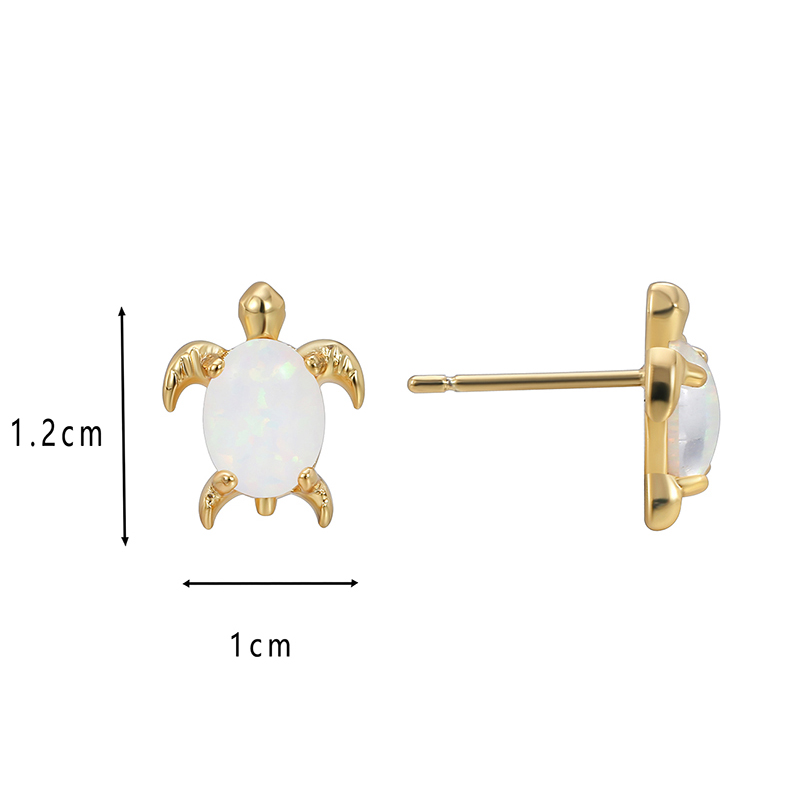 1 Pair Elegant Punk Tortoise Inlay Copper Artificial Gemstones 18k Gold Plated Ear Studs display picture 12