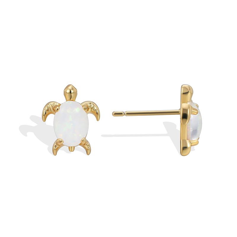 1 Pair Elegant Punk Tortoise Inlay Copper Artificial Gemstones 18k Gold Plated Ear Studs display picture 2