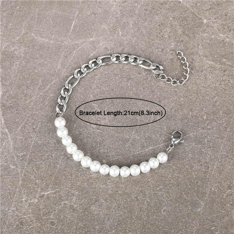 Style Vintage Style Simple Rond Acier Inoxydable Perle Artificielle Unisexe Bracelets display picture 3