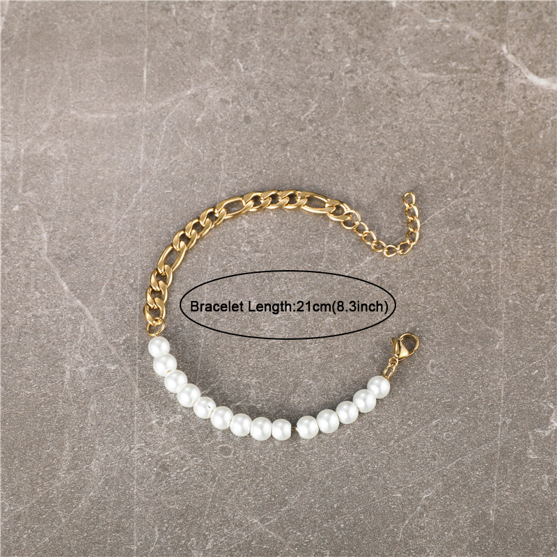 Vintage Style Simple Style Round Stainless Steel Artificial Pearl Unisex Bracelets display picture 6