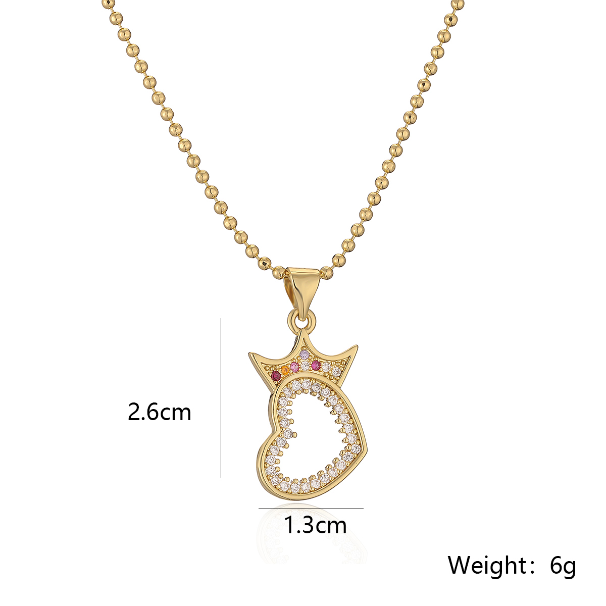 Simple Style Commute Heart Shape Crown Copper 18k Gold Plated Zircon Pendant Necklace In Bulk display picture 1