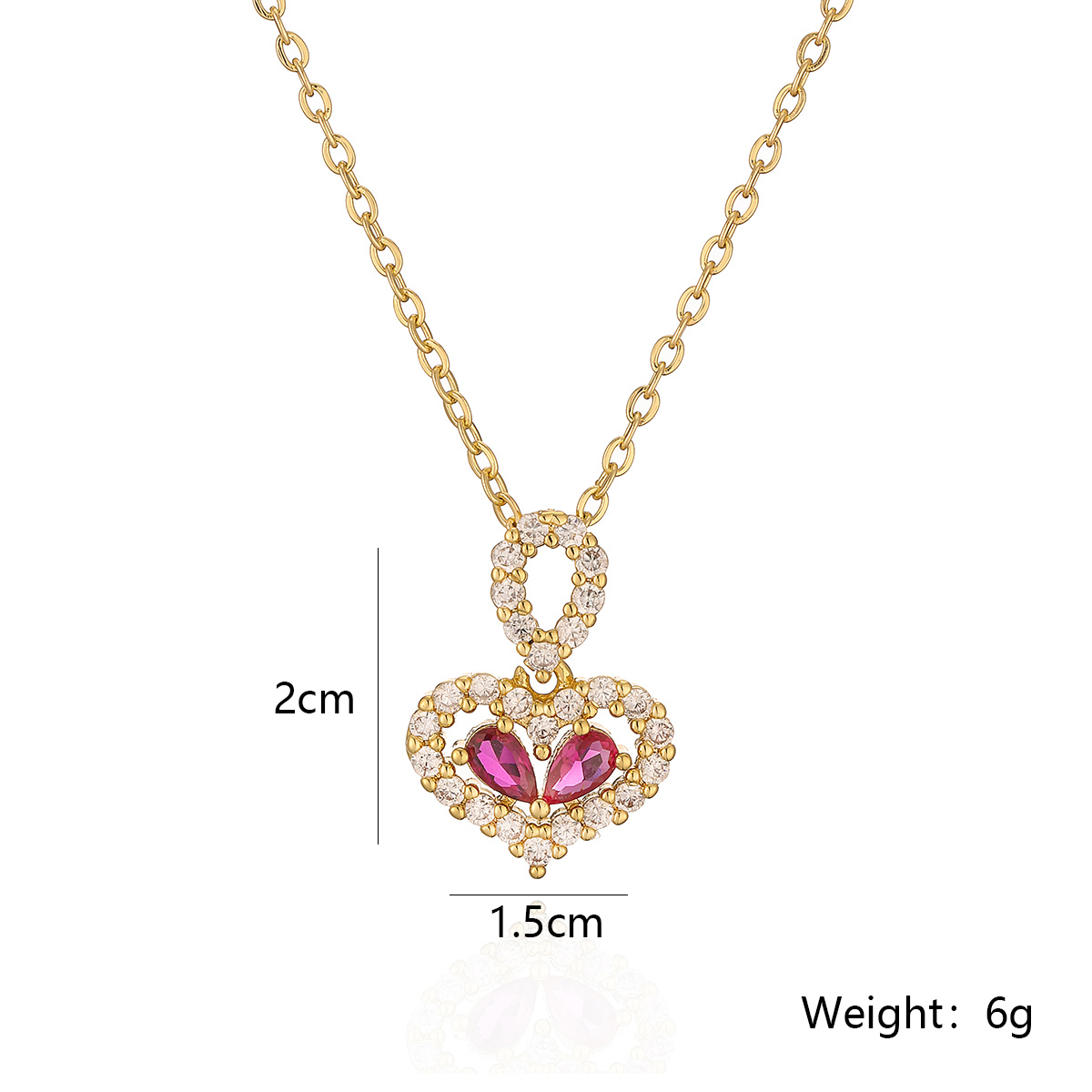 Simple Style Commute Heart Shape Copper Plating Inlay Zircon 18k Gold Plated Pendant Necklace display picture 1