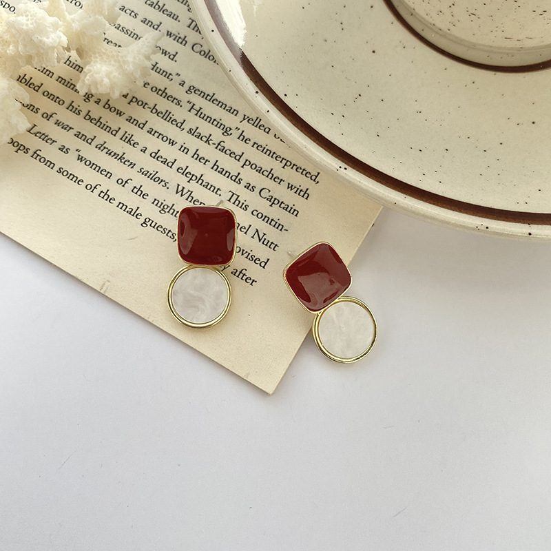 1 Pair Simple Style Round Square Alloy Drop Earrings display picture 5