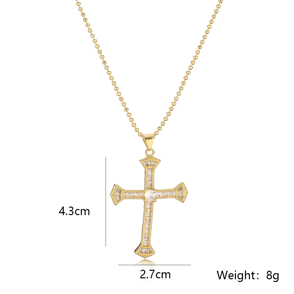 Simple Style Commute Cross Copper Plating Inlay Pearl Zircon 18k Gold Plated Pendant Necklace display picture 1