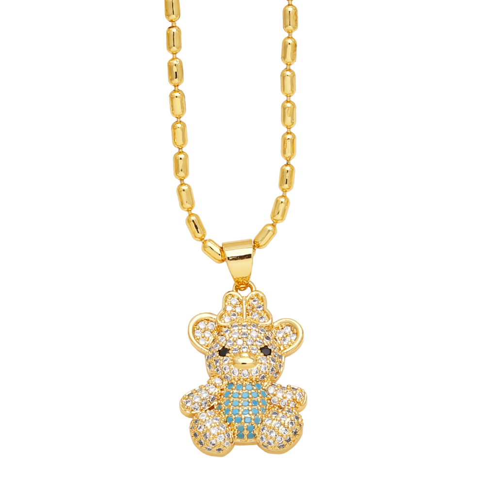 Style Simple Ours Le Cuivre Placage Incruster Zircon Plaqué Or 18k Collier Pendentif display picture 5