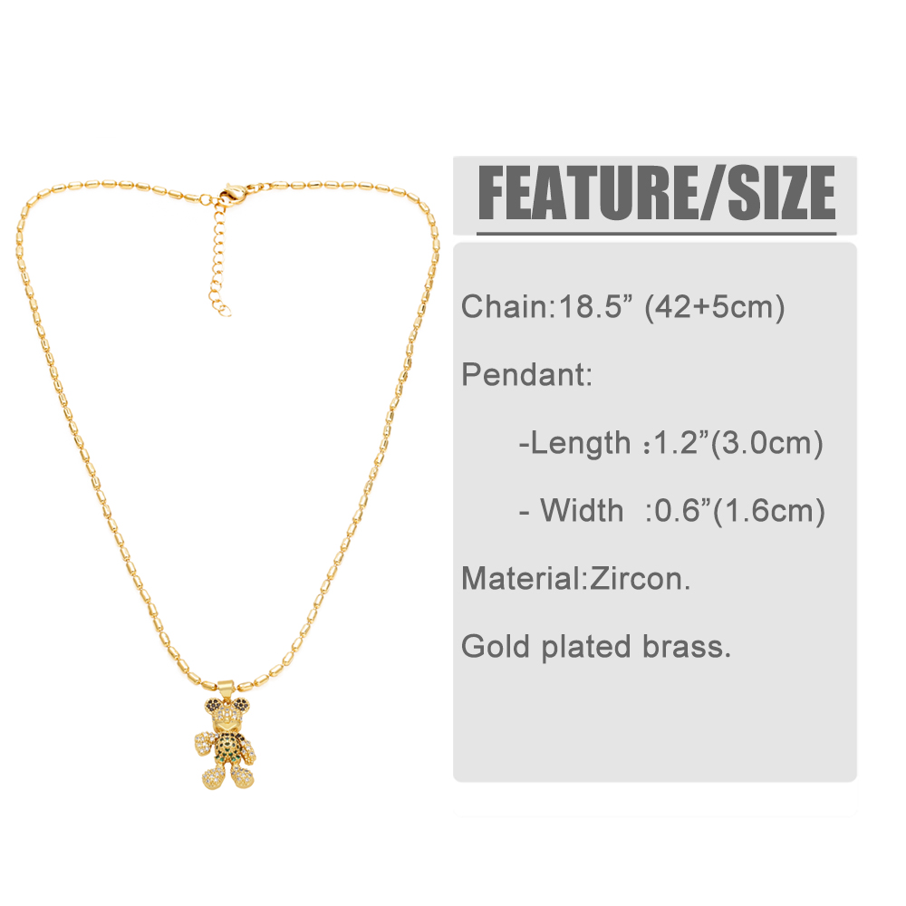 Simple Style Bear Copper Plating Inlay Zircon 18k Gold Plated Necklace Pendant display picture 1
